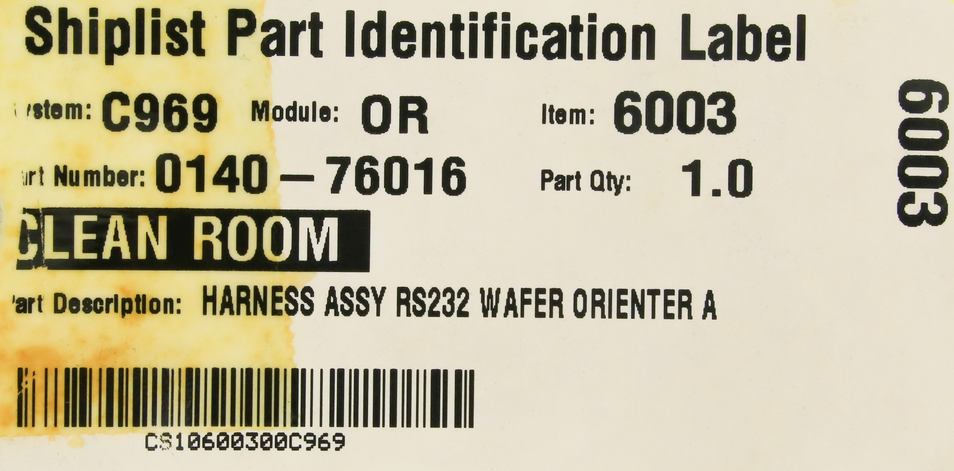 11733 APPLIED MATERIALS HARNESS ASSY RS232 WAFER ORIENTER A (NEW
